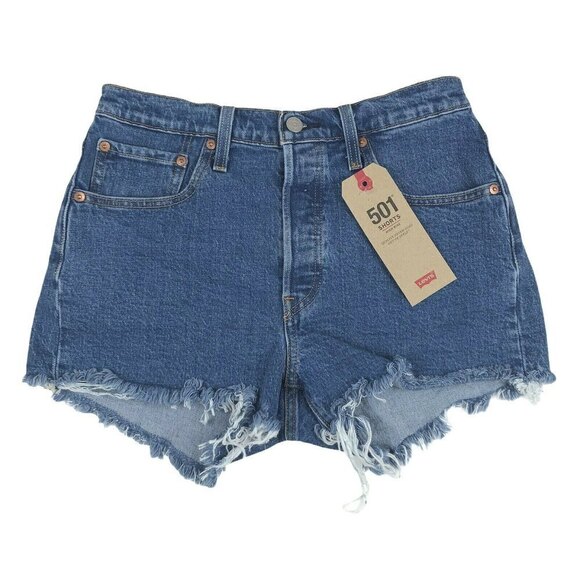 NWT Levi's 501 frayed Denim Cutoff Jean Shorts size 28 - Picture 1 of 12